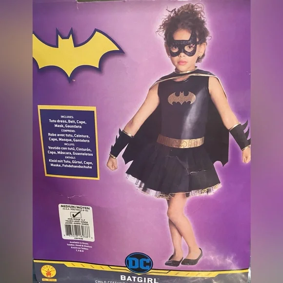 Rubie's | Costumes | Batgirl Halloween Costume Medium Bat Girl Tutu Dress  Belt Cape Mask Gauntlets | Poshmark